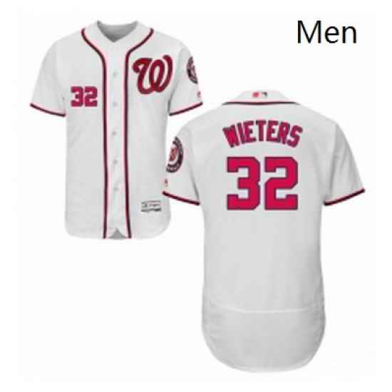 Mens Majestic Washington Nationals 32 Matt Wieters White Flexbase Authentic Collection MLB Jersey